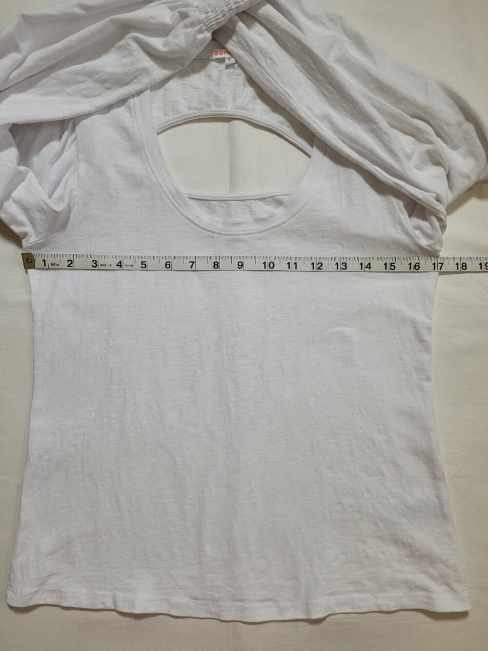 Sundry White Open Back Puff Sleeve Smocked Cuff Blouse Top Coquette Small - Picture 7 of 11